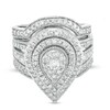 Thumbnail Image 1 of Previously Owned - 1-1/4 CT. T.W. Composite Pear Diamond Frame Multi-Row Vintage-Style Bridal Set in 10K White Gold