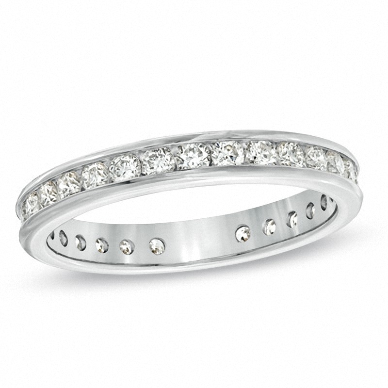 Main Image 1 of Previously Owned - 1 CT. T.W. Diamond Channel-Set Eternity Wedding Band in 14K White Gold