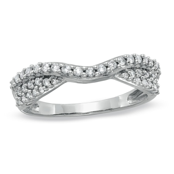 Previously Owned - 1/3 CT. T.w. Diamond PavÃ© Double Twist Contour Band in 14K White Gold
