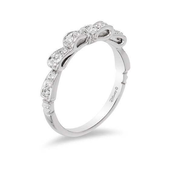 Previously Owned - Enchanted Disney Snow White 1/4 CT. T.w. Diamond Bow Wedding Band in 14K White Gold