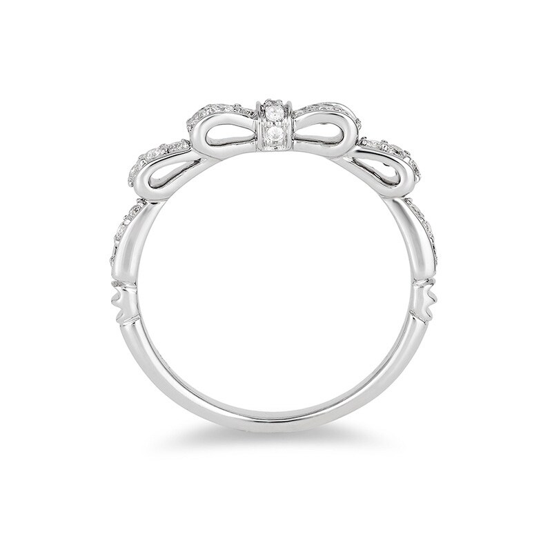 Main Image 3 of Previously Owned - Enchanted Disney Snow White 1/4 CT. T.W. Diamond Bow Wedding Band in 14K White Gold