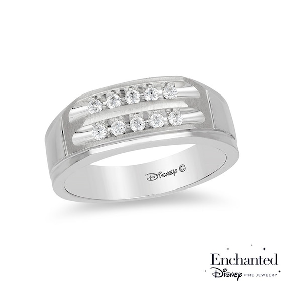 Previously Owned - Enchanted Disney 1/4 CT. T.w. Diamond Two Row Wedding Band in 14K White Gold