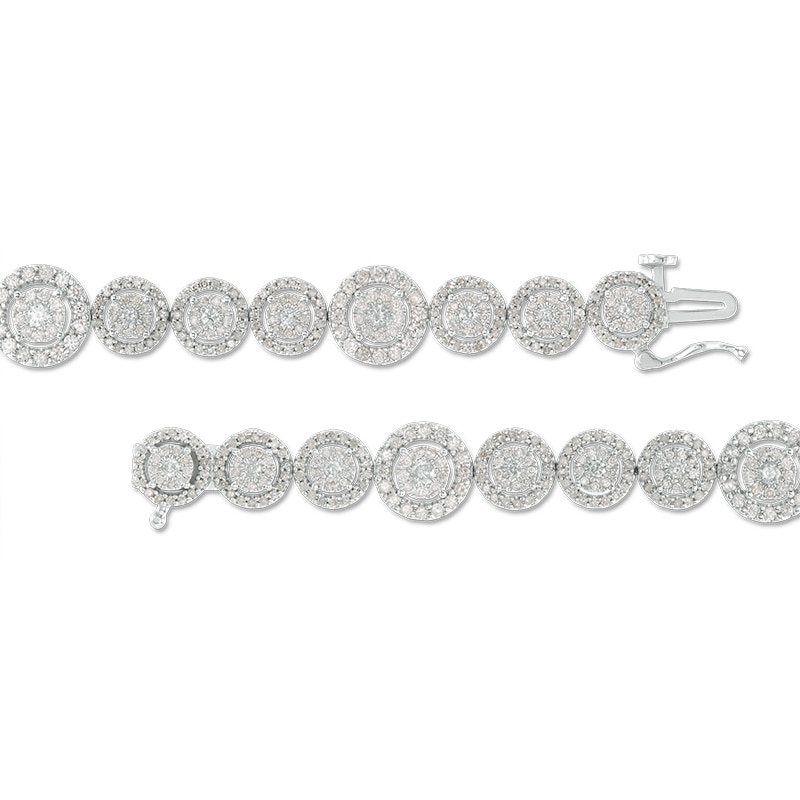 Main Image 3 of Previously Owned - 3 CT. T.W. Multi-Diamond Frame Bracelet in 10K White Gold
