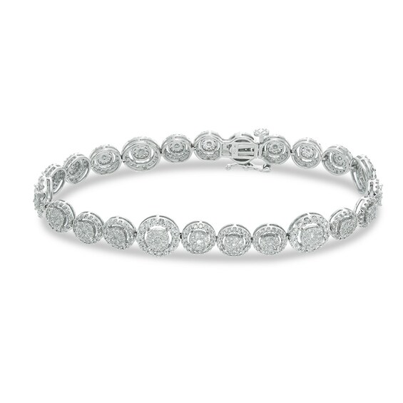 Previously Owned - 3 CT. T.w. Multi-Diamond Frame Bracelet in 10K White Gold