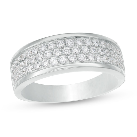 Previously Owned - 1 CT. T.w. Diamond Triple Row Wedding Band in 10K White Gold