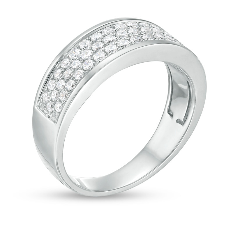 Main Image 2 of Previously Owned - 1 CT. T.W. Diamond Triple Row Wedding Band in 10K White Gold