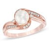 Thumbnail Image 1 of Previously Owned-6.0mm Freshwater Cultured Pearl and 1/10 CT. T.W. Diamond Ring in 10K Rose Gold