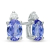 Thumbnail Image 1 of Previously Owned - Oval Tanzanite and Diamond Accent Stud Earrings in 10K White Gold
