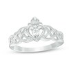 Thumbnail Image 1 of Previously Owned - 1/10 CT. Diamond Solitaire Braided Claddagh Promise Ring 10K White Gold