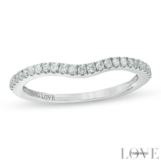 Previously Owned - Vera Wang Love Collection 1/6 CT. T.w. Diamond Contour Wedding Band in 14K White Gold