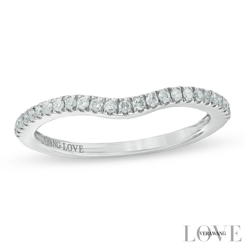 Main Image 1 of Previously Owned - Vera Wang Love Collection 1/6 CT. T.W. Diamond Contour Wedding Band in 14K White Gold