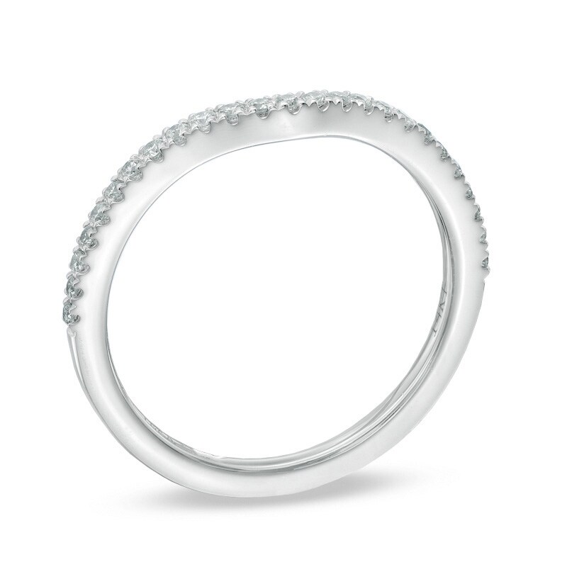 Main Image 2 of Previously Owned - Vera Wang Love Collection 1/6 CT. T.W. Diamond Contour Wedding Band in 14K White Gold