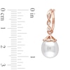 Thumbnail Image 3 of Previously Owned-9.0-9.5mm Baroque Freshwater Cultured Pearl and Diamond Accent Hoop Earrings in 10K Rose Gold
