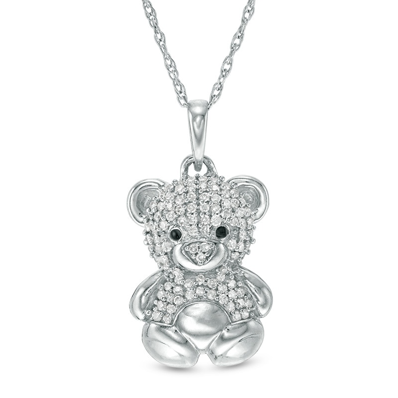 Main Image 1 of Previously Owned - 1/10 CT. T.W. Diamond Teddy Bear Pendant in Sterling Silver