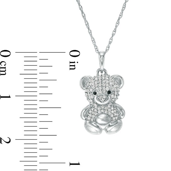 Previously Owned - 1/10 CT. T.w. Diamond Teddy Bear Pendant in Sterling Silver