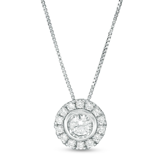 Previously Owned - 1/3 CT. T.w. Diamond Frame Pendant in 10K White Gold