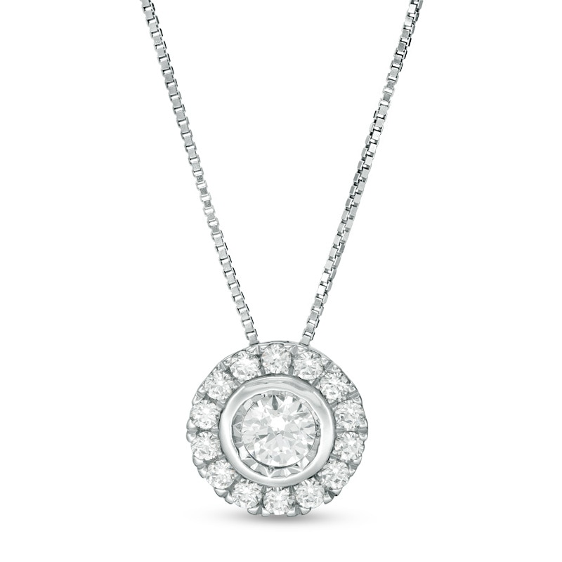 Main Image 1 of Previously Owned - 1/3 CT. T.W. Diamond Frame Pendant in 10K White Gold