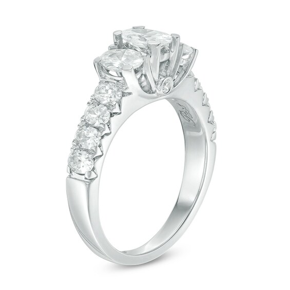 Previously Owned - 2 CT. T.w. Oval Diamond Past Present FutureÂ® Engagement Ring in 14K White Gold (I/I1)