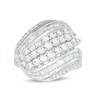 Thumbnail Image 1 of Previously Owned - 2 CT. T.W. Diamond Wave Multi-Row Ring in 10K White Gold