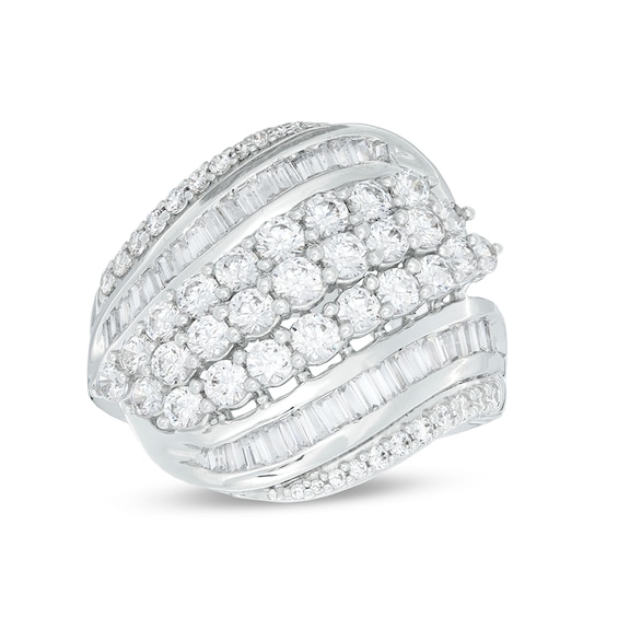Previously Owned - 2 CT. T.w. Diamond Wave Multi-Row Ring in 10K White Gold