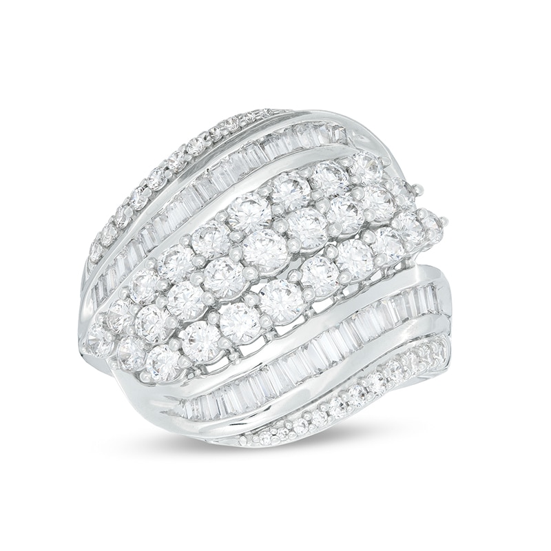 Main Image 1 of Previously Owned - 2 CT. T.W. Diamond Wave Multi-Row Ring in 10K White Gold