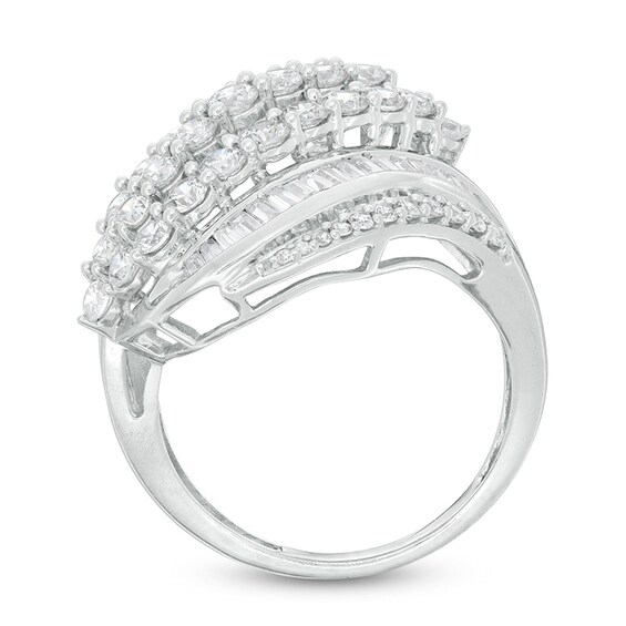 Previously Owned - 2 CT. T.w. Diamond Wave Multi-Row Ring in 10K White Gold