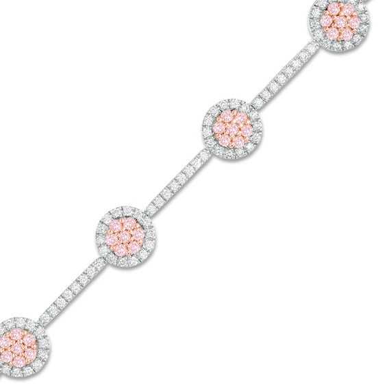 Previously Owned - 2 CT. T.w. Pink and White Diamond Frame Bracelet in 14K Two-Tone Gold (Fancy/I2)