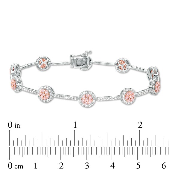 Previously Owned - 2 CT. T.w. Pink and White Diamond Frame Bracelet in 14K Two-Tone Gold (Fancy/I2)