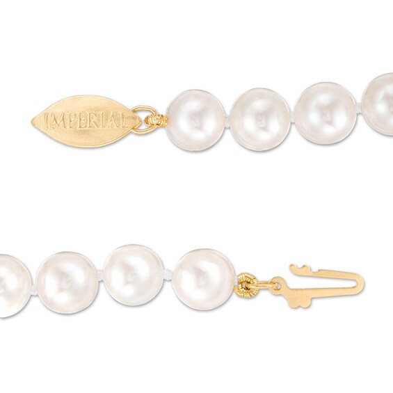 Previously Owned-IMPERIALÂ® 6.5-7.0mm Akoya Cultured Pearl Strand Necklace and Stud Earrings Set with 14K Gold Clasp