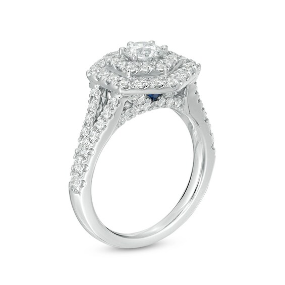 Previously Owned - Vera Wang Love Collection 1-5/8 CT. T.w. Diamond Hexagon Frame Engagement Ring in 14K White Gold