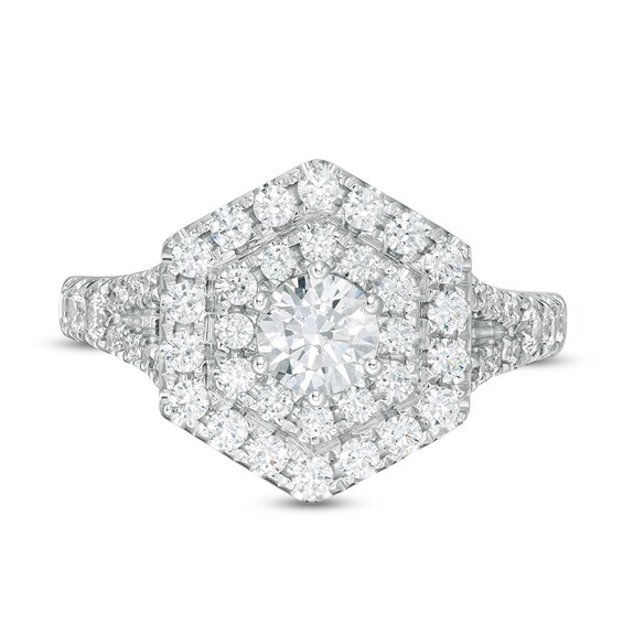 Previously Owned - Vera Wang Love Collection 1-5/8 CT. T.w. Diamond Hexagon Frame Engagement Ring in 14K White Gold