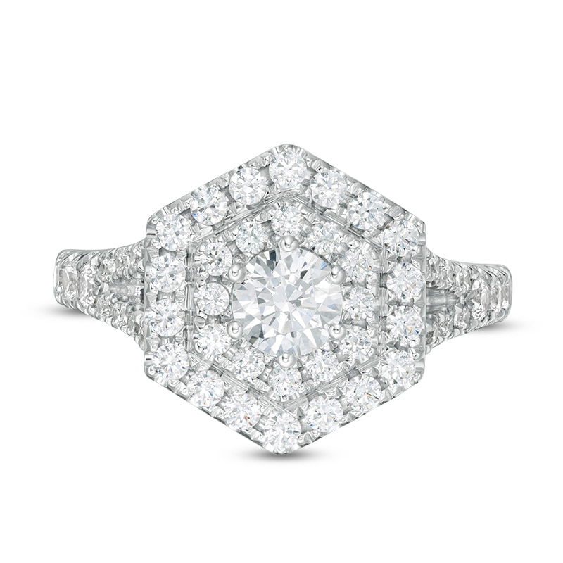 Main Image 4 of Previously Owned - Vera Wang Love Collection 1-5/8 CT. T.W. Diamond Hexagon Frame Engagement Ring in 14K White Gold