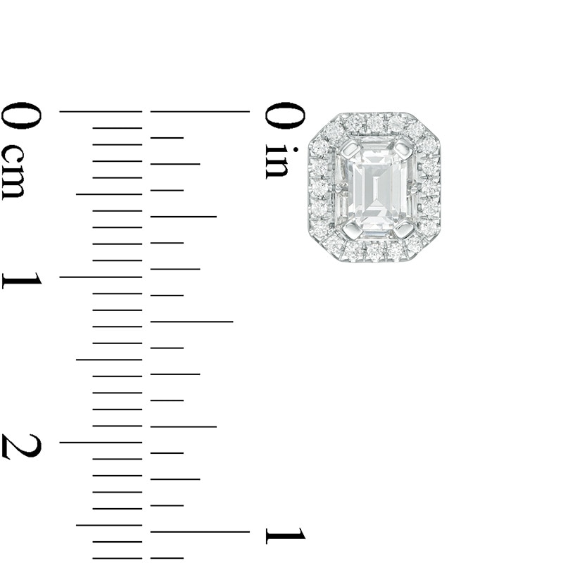 Main Image 3 of Previously Owned - 1 CT. T.W. Emerald-Cut Diamond Stud Earrings in 14K White Gold (I/SI2)