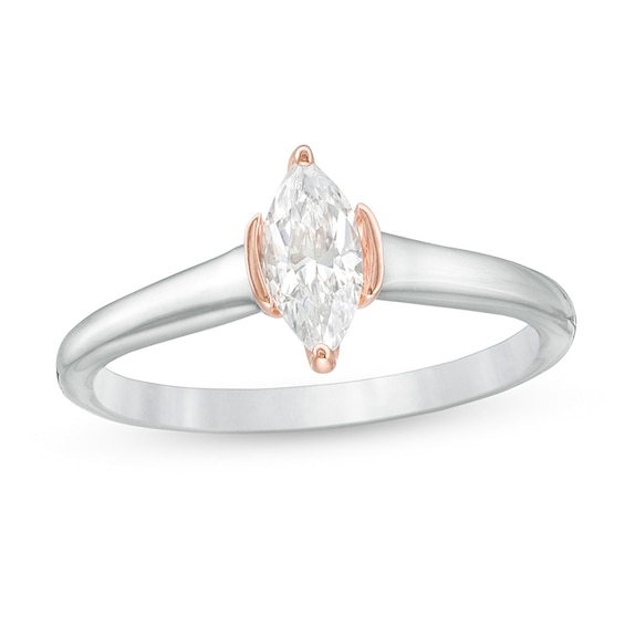 Previously Owned - 1/2 CT. T.w. Marquise Diamond Engagement Ring in 14K Two-Tone Gold