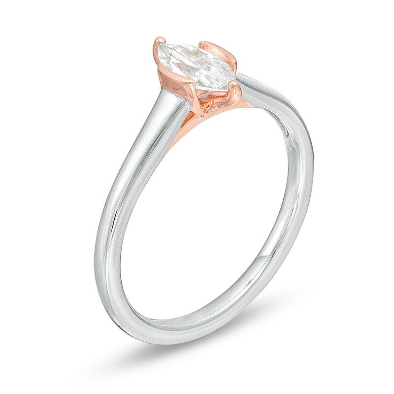 Main Image 3 of Previously Owned - 1/2 CT. T.W. Marquise Diamond Engagement Ring in 14K Two-Tone Gold