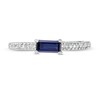 Thumbnail Image 4 of Previously Owned - Sideways Baguette Lab-Created Blue Sapphire and 1/10 CT. T.W. Diamond Ring in 10K White Gold