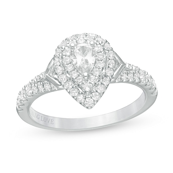 Previously Owned - Vera Wang Love Collection 3/4 CT. T.w. Pear-Shaped Diamond Engagement Ring in 14K White Gold