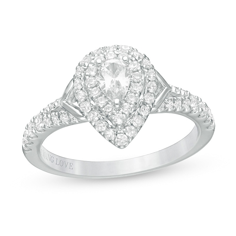 Main Image 1 of Previously Owned - Vera Wang Love Collection 3/4 CT. T.W. Pear-Shaped Diamond Engagement Ring in 14K White Gold