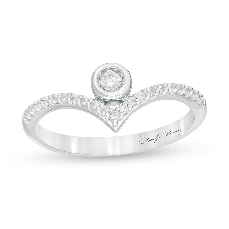Main Image 1 of Previously Owned - Marilyn Monroe™ Collection 1/5 CT. T.W. Diamond Chevron Ring in 10K White Gold