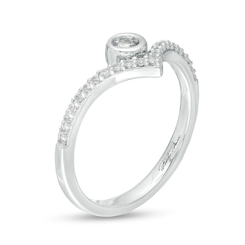Main Image 2 of Previously Owned - Marilyn Monroe™ Collection 1/5 CT. T.W. Diamond Chevron Ring in 10K White Gold