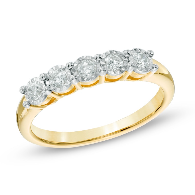 Main Image 1 of Previously Owned - 1/4 CT. T.W. Diamond Five Stone Band in 10K Gold