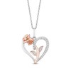 Thumbnail Image 1 of Previously Owned - Enchanted Disney Belle 1/10 CT. T.W. Diamond Rose and Heart Pendant in Sterling Silver - 19"