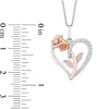 Thumbnail Image 2 of Previously Owned - Enchanted Disney Belle 1/10 CT. T.W. Diamond Rose and Heart Pendant in Sterling Silver - 19"