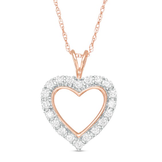 Previously Owned - 1/4 CT. T.w. Diamond Heart Outline Pendant in 10K Rose Gold