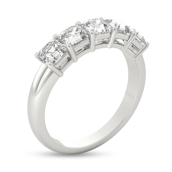 Previously Owned - 1-1/2 CT. T.w. Asscher-Cut Diamond Five Stone Anniversary Band in Platinum (I/Vs2)