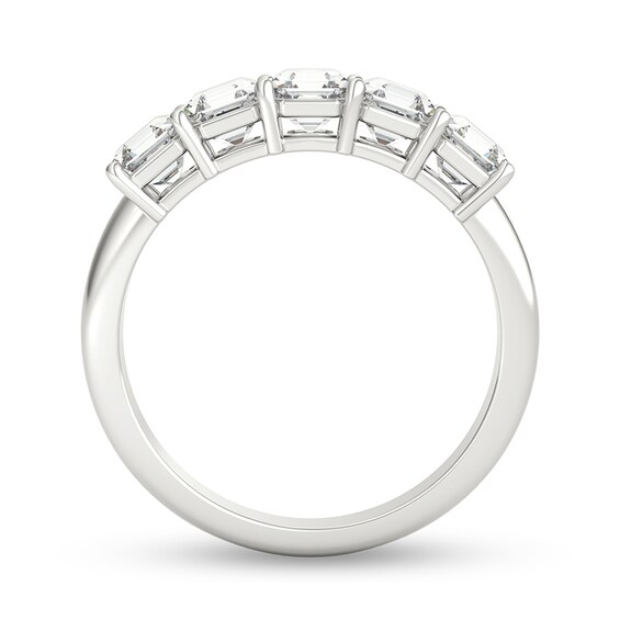 Previously Owned - 1-1/2 CT. T.w. Asscher-Cut Diamond Five Stone Anniversary Band in Platinum (I/Vs2)