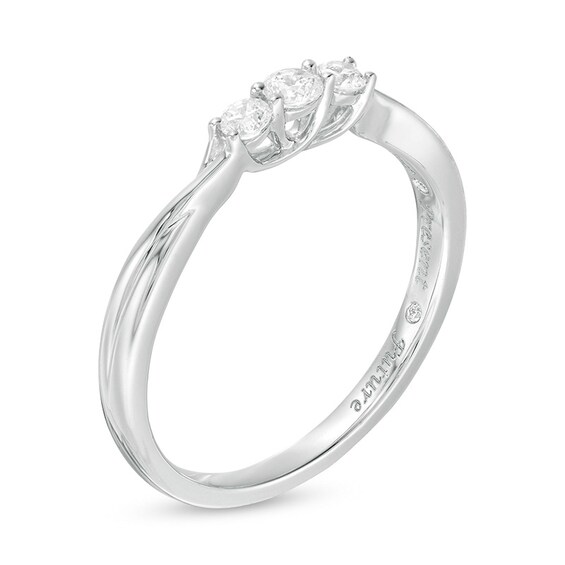 Previously Owned - 1/5 CT. T.w. Diamond Past Present FutureÂ® Crossover Shank Ring in 10K White Gold