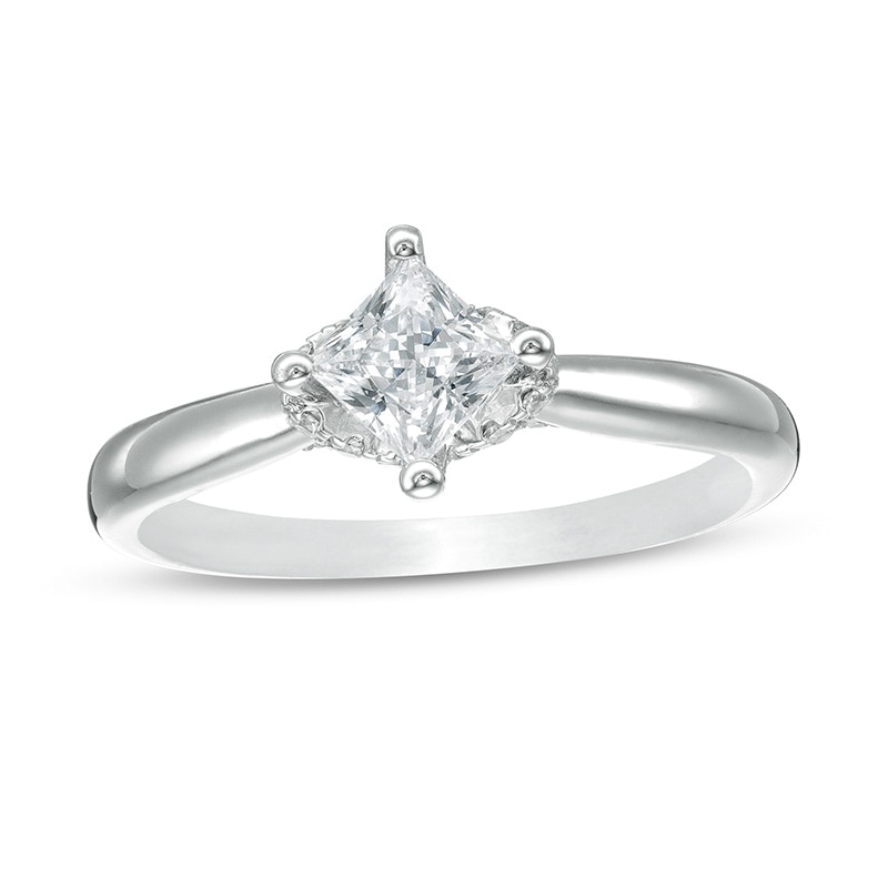 Main Image 1 of Previously Owned - 5/8 CT. T.W. Princess-Cut Diamond Engagement Ring in 14K White Gold (I/I2)