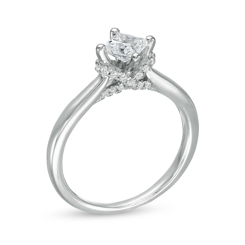 Main Image 3 of Previously Owned - 5/8 CT. T.W. Princess-Cut Diamond Engagement Ring in 14K White Gold (I/I2)