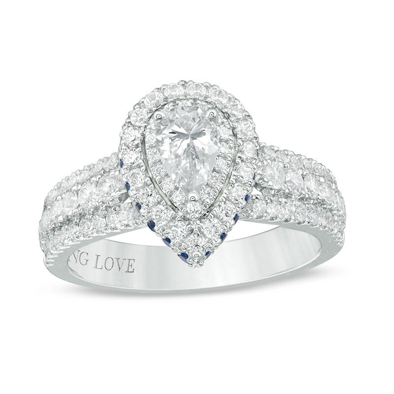 Main Image 1 of Previously Owned - Vera Wang Love Collection 1 CT. T.W. Pear-Shaped Diamond Engagement Ring in 14K White Gold